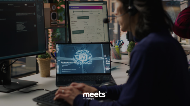Uso de CRM com inteligência artificial para análise de dados e tomada de decisões estratégicas em ambiente corporativo.